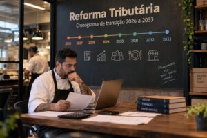 Texto alternativo (alt text) Cronograma da Reforma Tributária ano a ano para food service